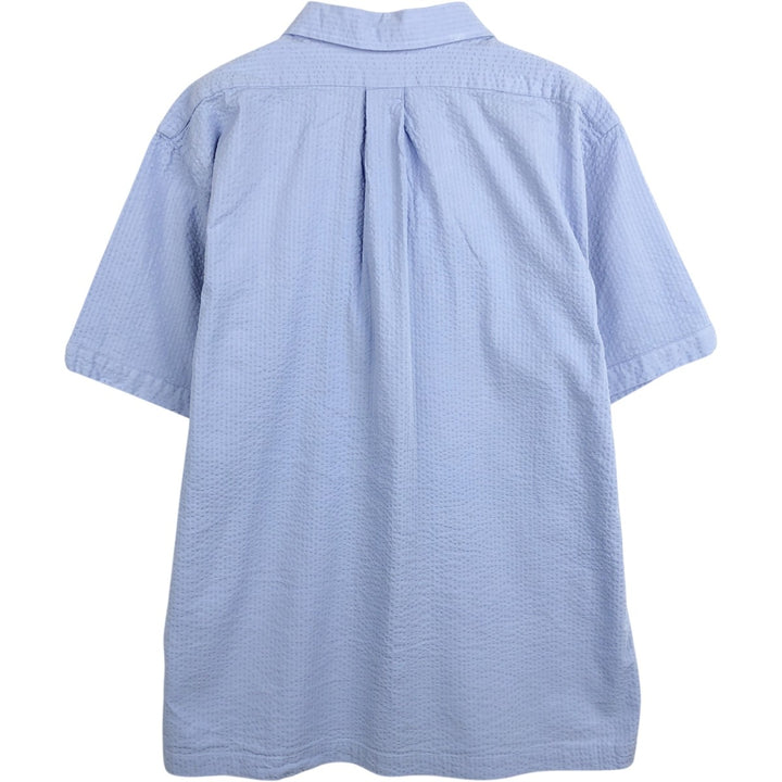 Brooks Brothers Est.1818 Short-Sleeve Seersucker Open-Collar Cotton Shirt, Men's Size L (approx.) cotton Blue type light blue Vintage Second Hand
