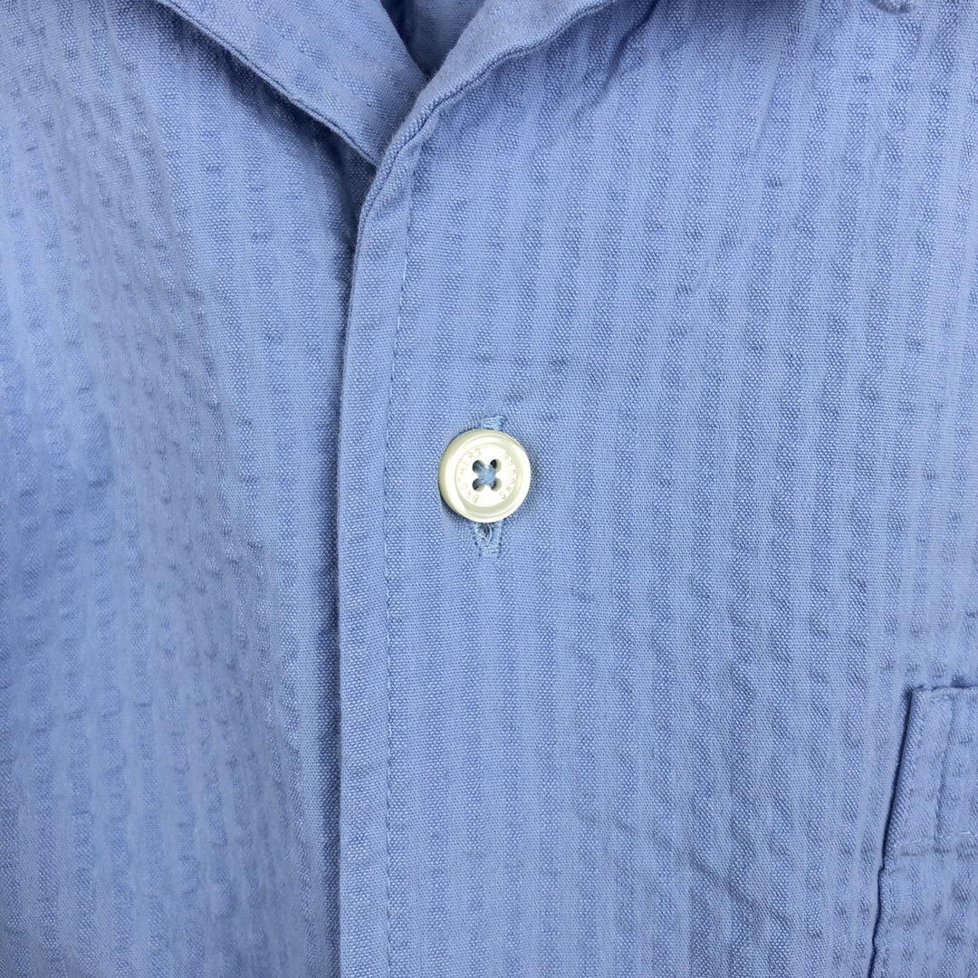 Brooks Brothers Est.1818 Short-Sleeve Seersucker Open-Collar Cotton Shirt, Men's Size L (approx.) cotton Blue type light blue Vintage Second Hand