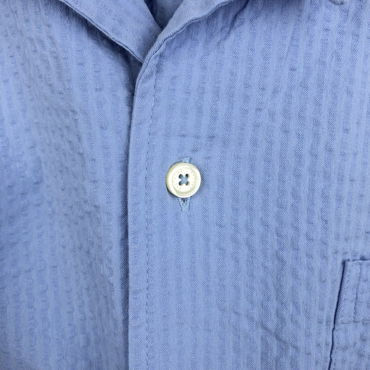 Brooks Brothers Est.1818 Short-Sleeve Seersucker Open-Collar Cotton Shirt, Men's Size L (approx.) cotton Blue type light blue Vintage Second Hand