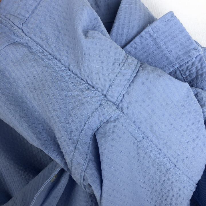 Brooks Brothers Est.1818 Short-Sleeve Seersucker Open-Collar Cotton Shirt, Men's Size L (approx.) cotton Blue type light blue Vintage Second Hand