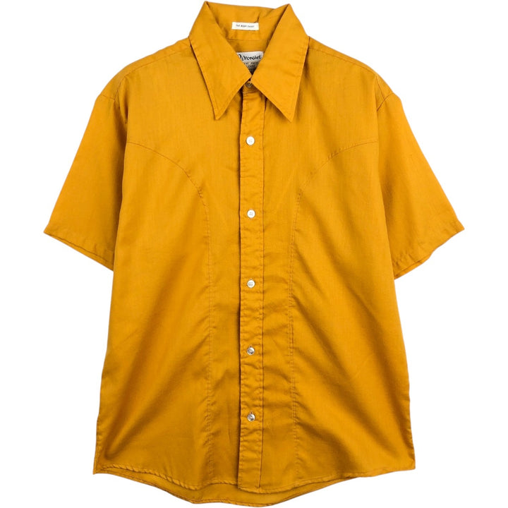 1960s-1970'S Debonaire THE BODY SHIRT Short-Sleeve Poly-Cotton Shirt, Men's Size L (Equivalent), Vintage polyester yellow type Vintage Second Hand