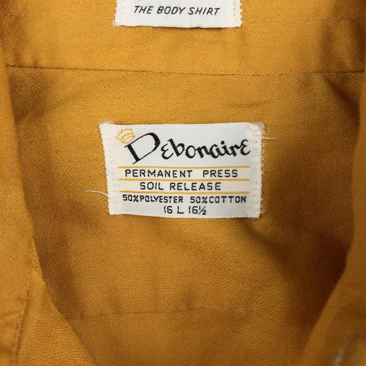 1960s-1970'S Debonaire THE BODY SHIRT Short-Sleeve Poly-Cotton Shirt, Men's Size L (Equivalent), Vintage polyester yellow type Vintage Second Hand