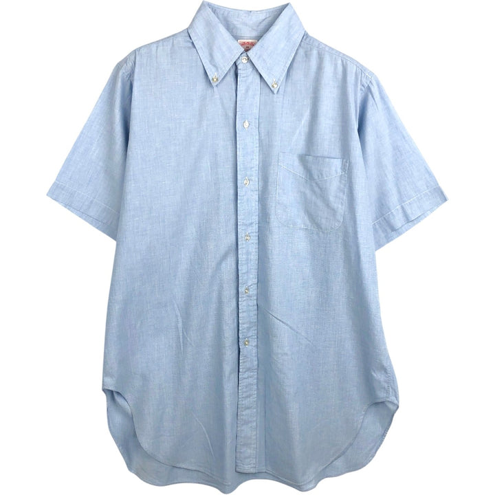 Brooks Brothers MAKERS Short-Sleeve Button-Down Shirt, Men's Size L (approx.) cotton Blue type light blue Vintage Second Hand