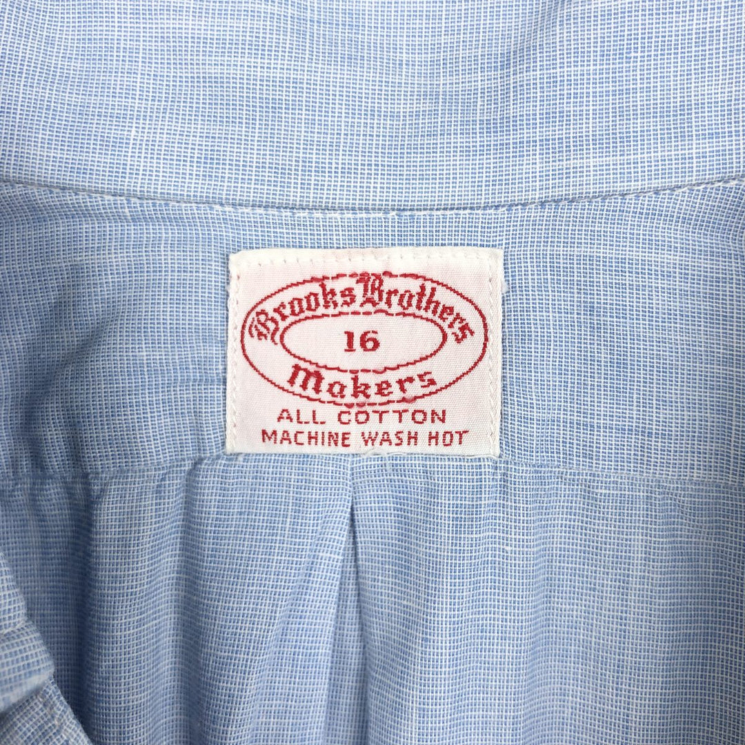 Brooks Brothers MAKERS Short-Sleeve Button-Down Shirt, Men's Size L (approx.) cotton Blue type light blue Vintage Second Hand