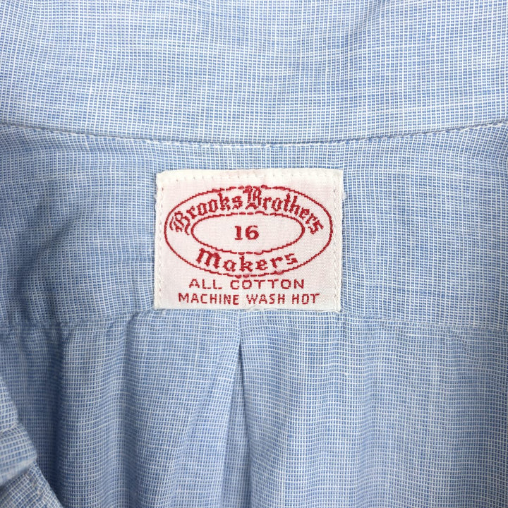 Brooks Brothers MAKERS Short-Sleeve Button-Down Shirt, Men's Size L (approx.) cotton Blue type light blue Vintage Second Hand