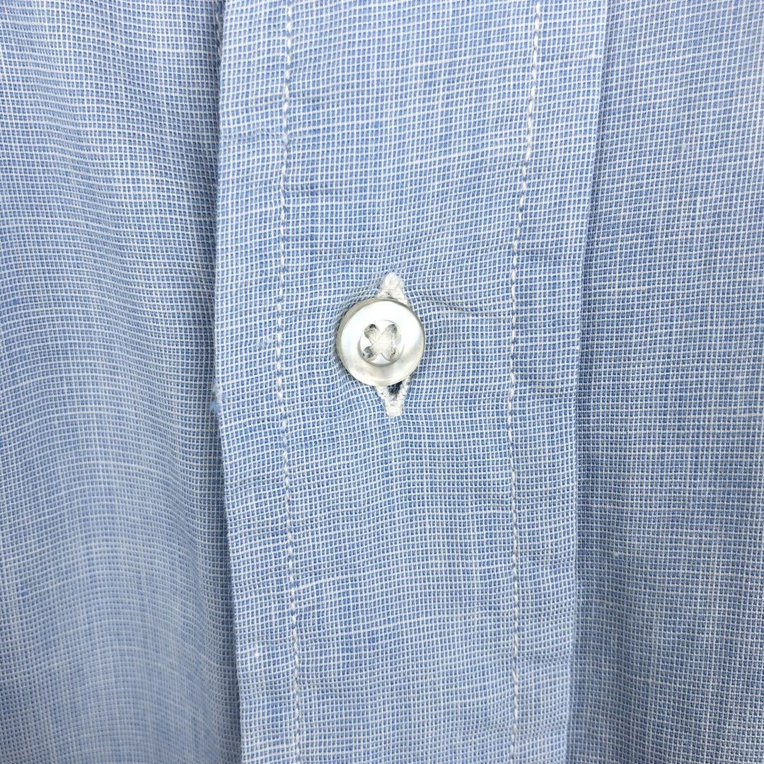 Brooks Brothers MAKERS Short-Sleeve Button-Down Shirt, Men's Size L (approx.) cotton Blue type light blue Vintage Second Hand