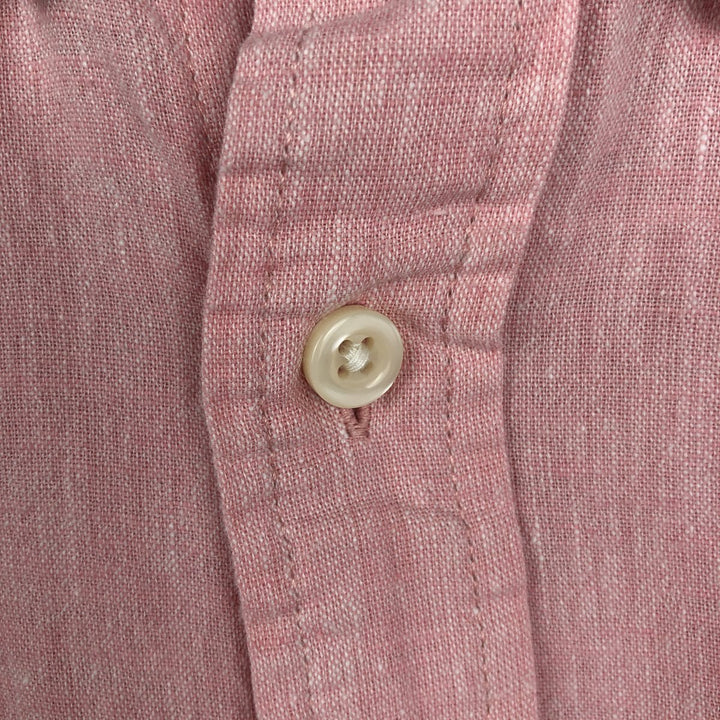 Tommy Hilfiger Custom Fit Short-Sleeve Linen Button-Down Shirt, Men's Size M (approx.) linen pink type Vintage Second Hand