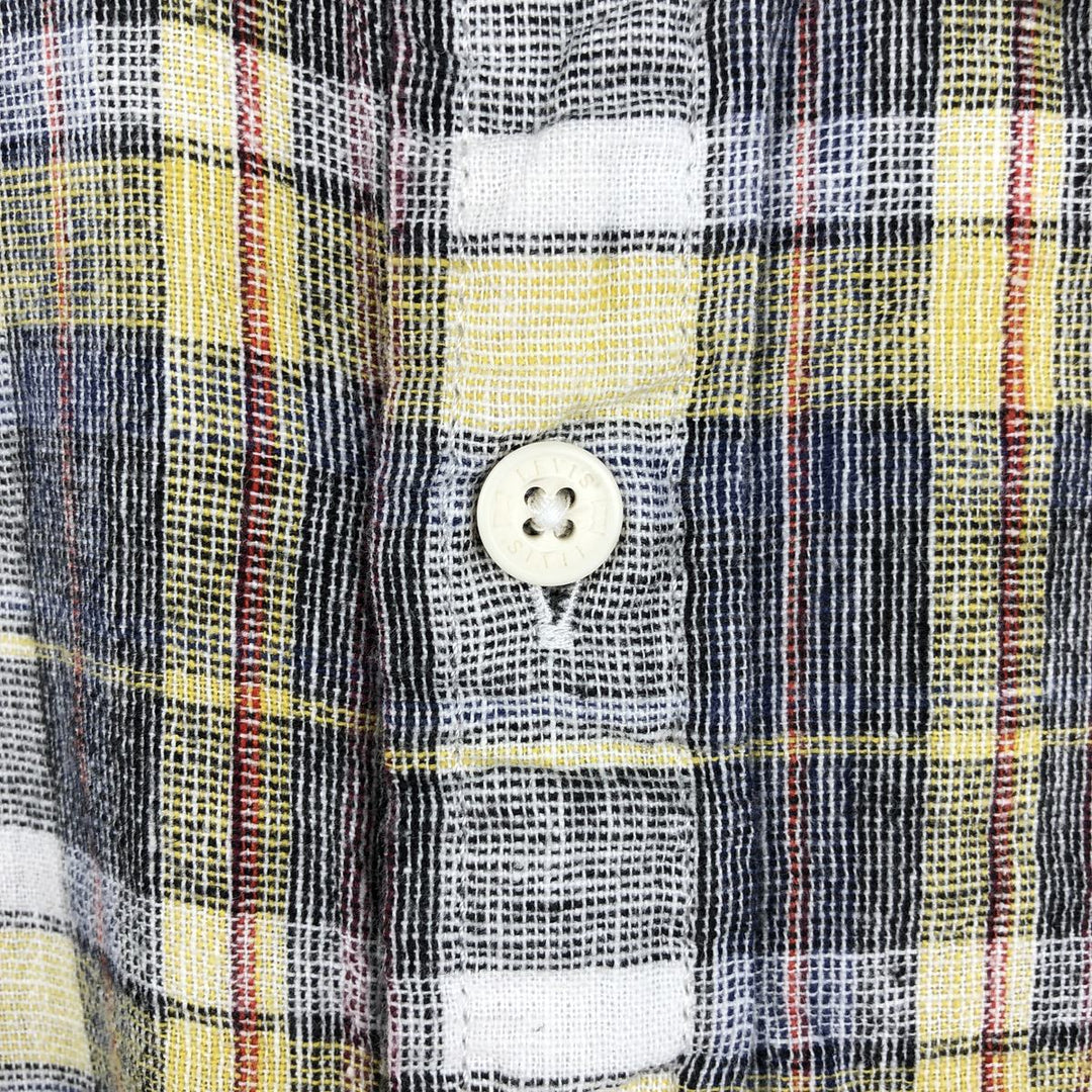Levi's STANDARD Check Pattern Short-Sleeve Linen x Cotton Shirt, Men's Size XL (approx.) linen yellow type Vintage Second Hand