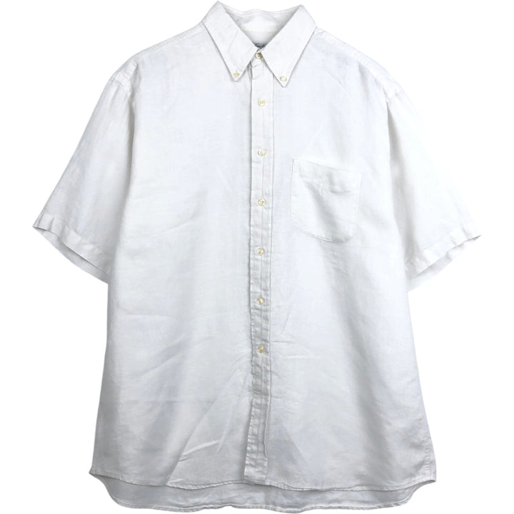 Brooks Brothers Est.1818 short sleeve linen button-down shirt, men's size L linen white type Vintage Second Hand