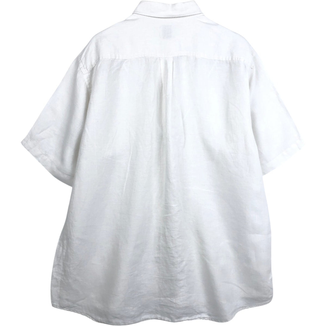 Brooks Brothers Est.1818 short sleeve linen button-down shirt, men's size L linen white type Vintage Second Hand