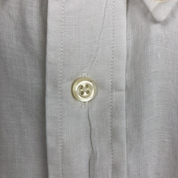 Brooks Brothers Est.1818 short sleeve linen button-down shirt, men's size L linen white type Vintage Second Hand