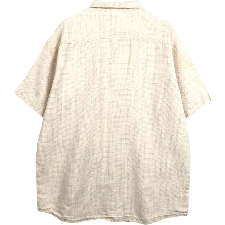 2000'S Patagonia 53141S7 Check Pattern Short-Sleeve Hemp Shirt, Boxy Shirt, Men's Size XL (approx.) Hemp unbleached Vintage Second Hand