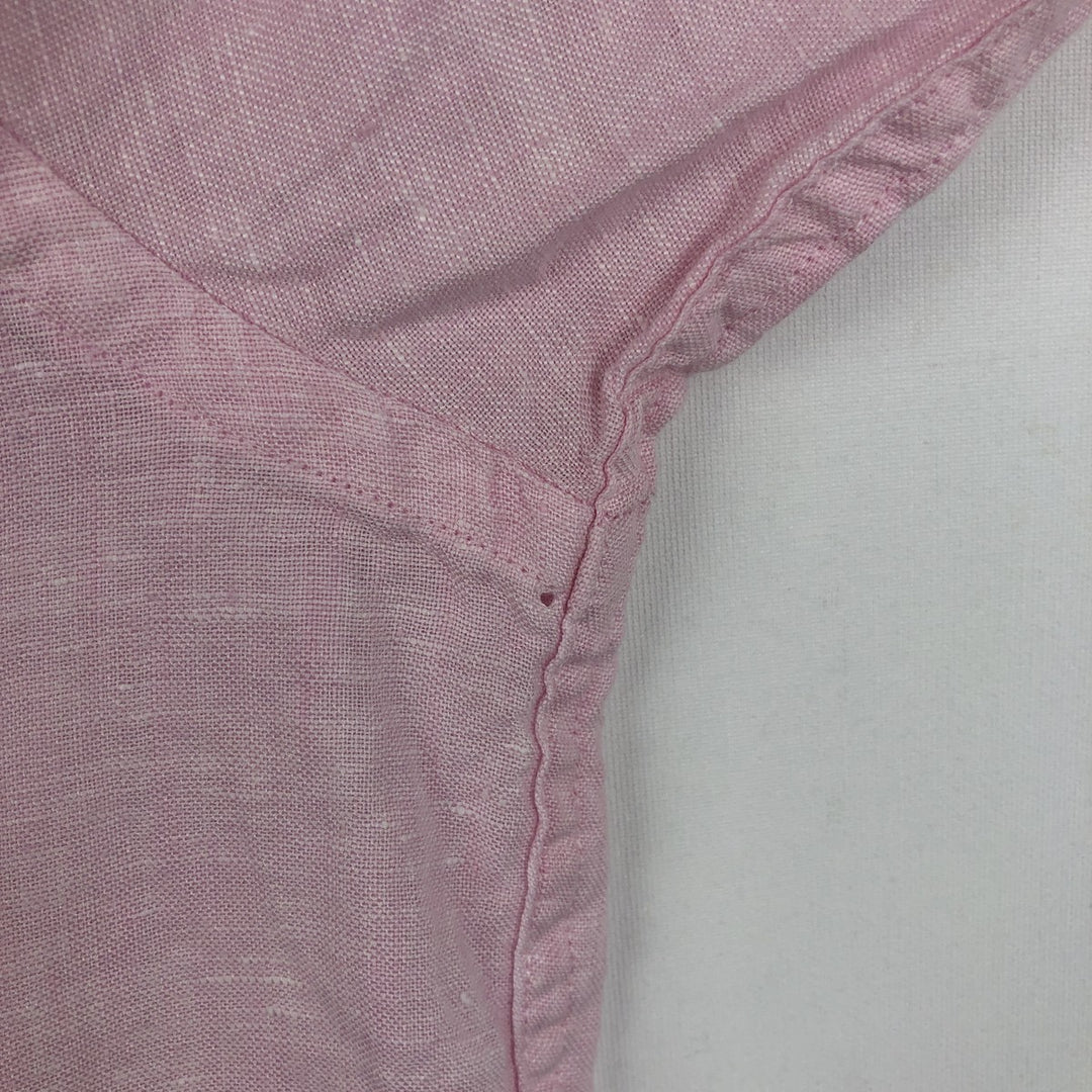 Brooks Brothers Est.1818 MADISON Short-Sleeve Linen Button-Down Shirt, Men's Size L (approx.) linen pink type Vintage Second Hand