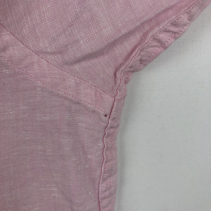 Brooks Brothers Est.1818 MADISON Short-Sleeve Linen Button-Down Shirt, Men's Size L (approx.) linen pink type Vintage Second Hand