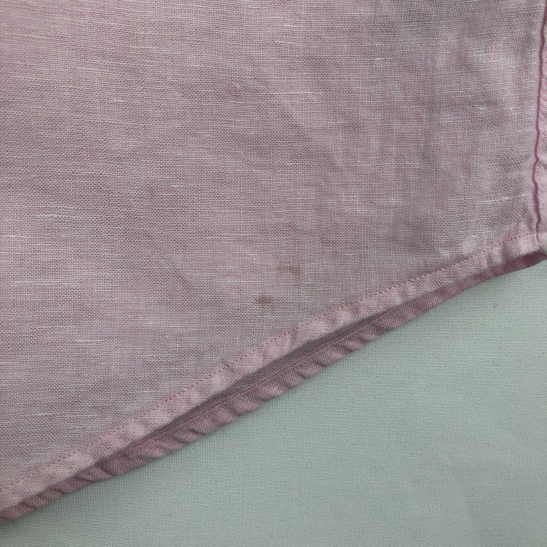 Brooks Brothers Est.1818 MADISON Short-Sleeve Linen Button-Down Shirt, Men's Size L (approx.) linen pink type Vintage Second Hand