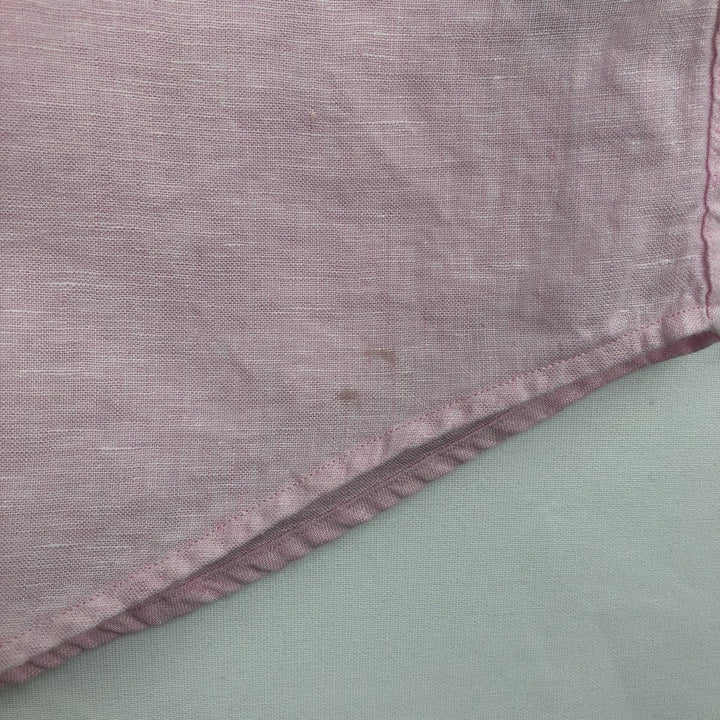 Brooks Brothers Est.1818 MADISON Short-Sleeve Linen Button-Down Shirt, Men's Size L (approx.) linen pink type Vintage Second Hand