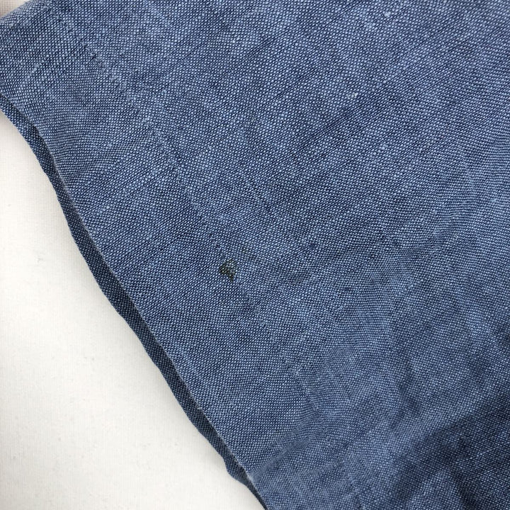 Brooks Brothers Short Sleeve Linen Button Down Shirt, Men's Size L linen blue type Vintage Second Hand