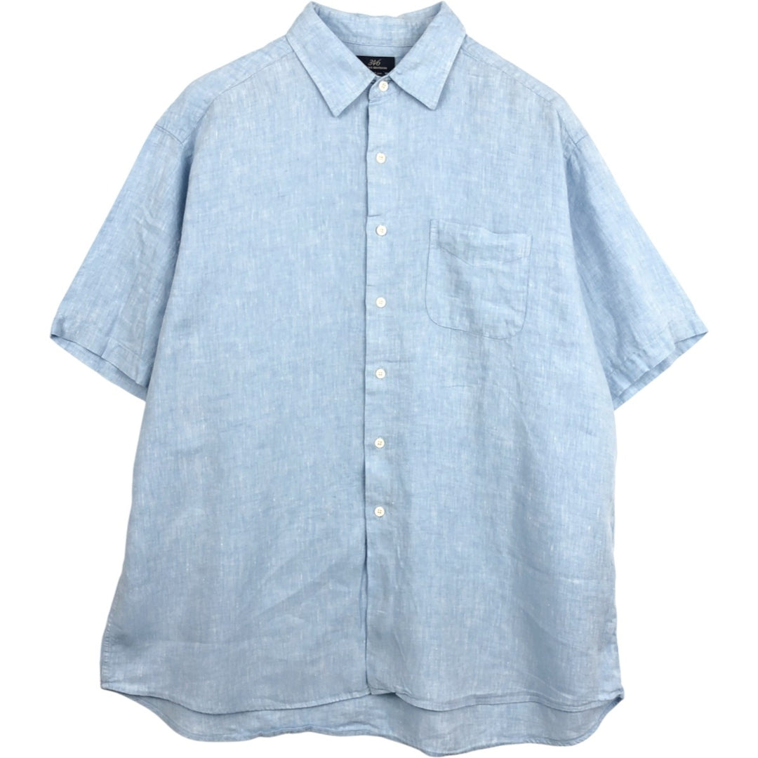Brooks Brothers 346 short sleeve linen shirt, men's XL size linen Blue type light blue Vintage Second Hand