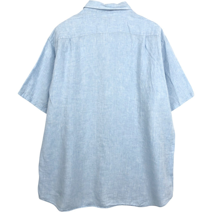 Brooks Brothers 346 short sleeve linen shirt, men's XL size linen Blue type light blue Vintage Second Hand
