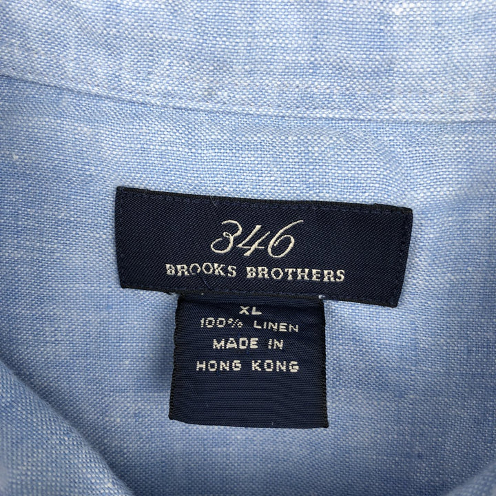 Brooks Brothers 346 short sleeve linen shirt, men's XL size linen Blue type light blue Vintage Second Hand