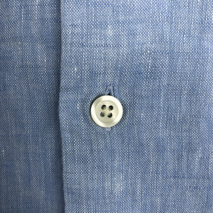 Brooks Brothers 346 short sleeve linen shirt, men's XL size linen Blue type light blue Vintage Second Hand
