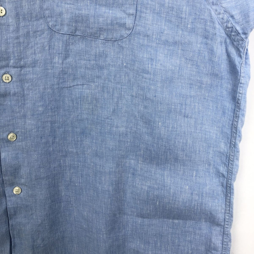 Brooks Brothers 346 short sleeve linen shirt, men's XL size linen Blue type light blue Vintage Second Hand