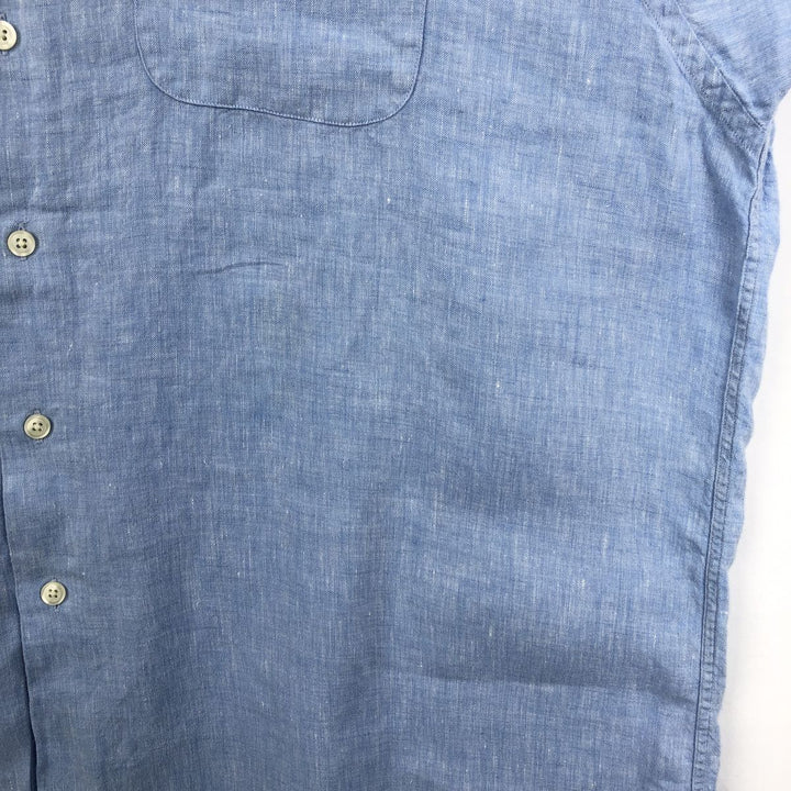 Brooks Brothers 346 short sleeve linen shirt, men's XL size linen Blue type light blue Vintage Second Hand