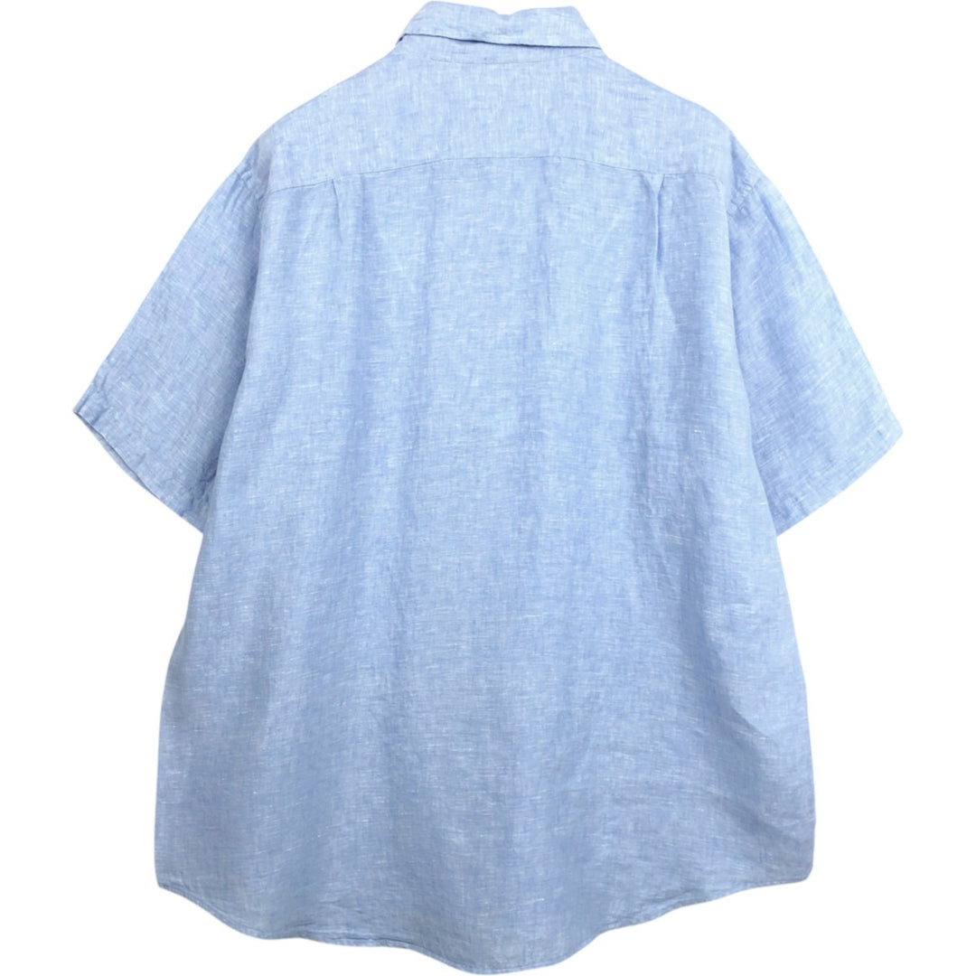 Brooks Brothers 346 short sleeve linen shirt, men's XL size linen Blue type light blue Vintage Second Hand