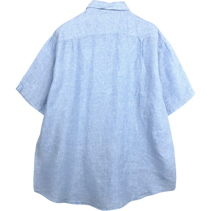 Brooks Brothers 346 short sleeve linen shirt, men's XL size linen Blue type light blue Vintage Second Hand