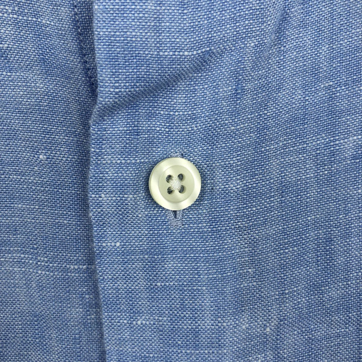 Brooks Brothers 346 short sleeve linen shirt, men's XL size linen Blue type light blue Vintage Second Hand