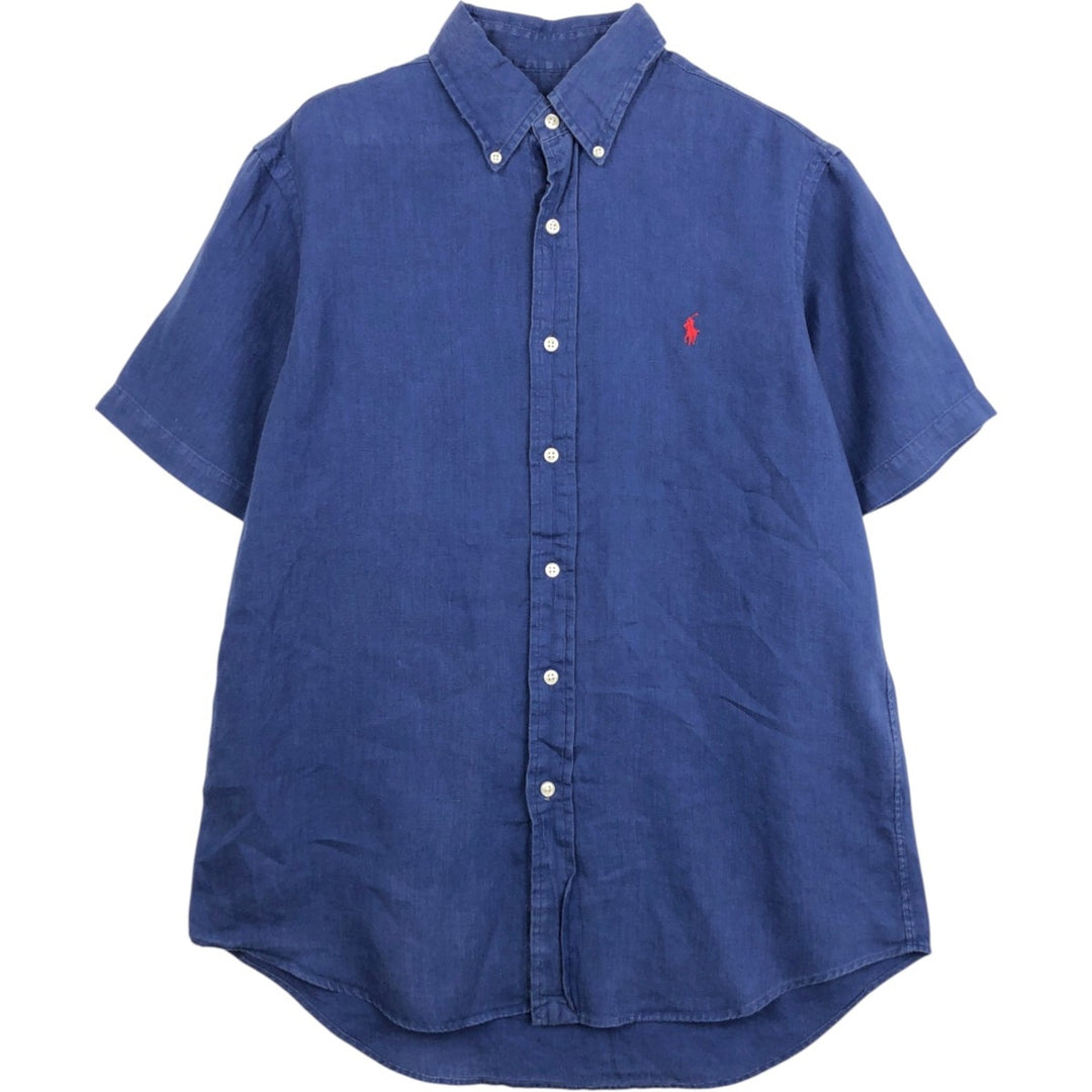 Ralph Lauren short sleeve button down shirt, men's size M unclear navy blue type Vintage Second Hand
