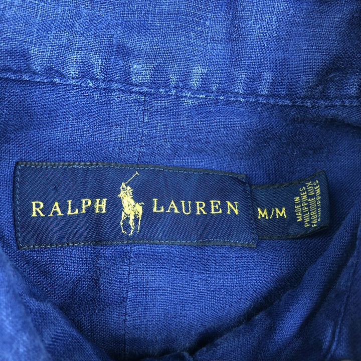 Ralph Lauren short sleeve button down shirt, men's size M unclear navy blue type Vintage Second Hand