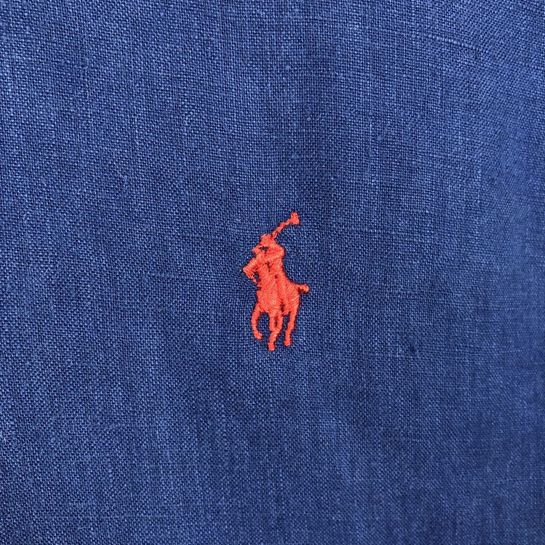 Ralph Lauren short sleeve button down shirt, men's size M unclear navy blue type Vintage Second Hand