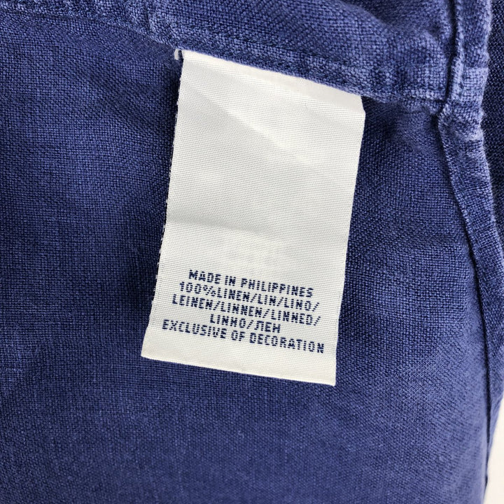 Ralph Lauren POLO RALPH LAUREN Short-Sleeve Linen Button-Down Shirt, Men's Size XL (approx.) linen navy blue type Vintage Second Hand