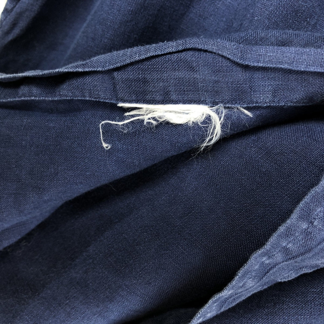 Ralph Lauren short sleeve linen button down shirt, men's size XL unclear navy blue type Vintage Second Hand