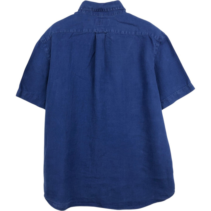 Ralph Lauren CLASSIC FIT RL UNTUCKED FIT Short-Sleeve Linen Button-Down Shirt, Men's Size L (approx.) linen blue type Vintage Second Hand