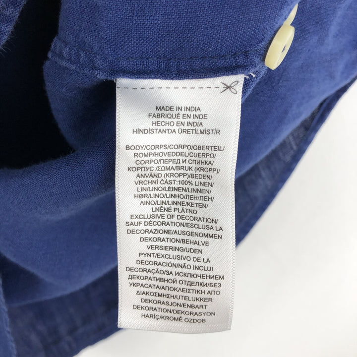 Ralph Lauren CLASSIC FIT RL UNTUCKED FIT Short-Sleeve Linen Button-Down Shirt, Men's Size L (approx.) linen blue type Vintage Second Hand