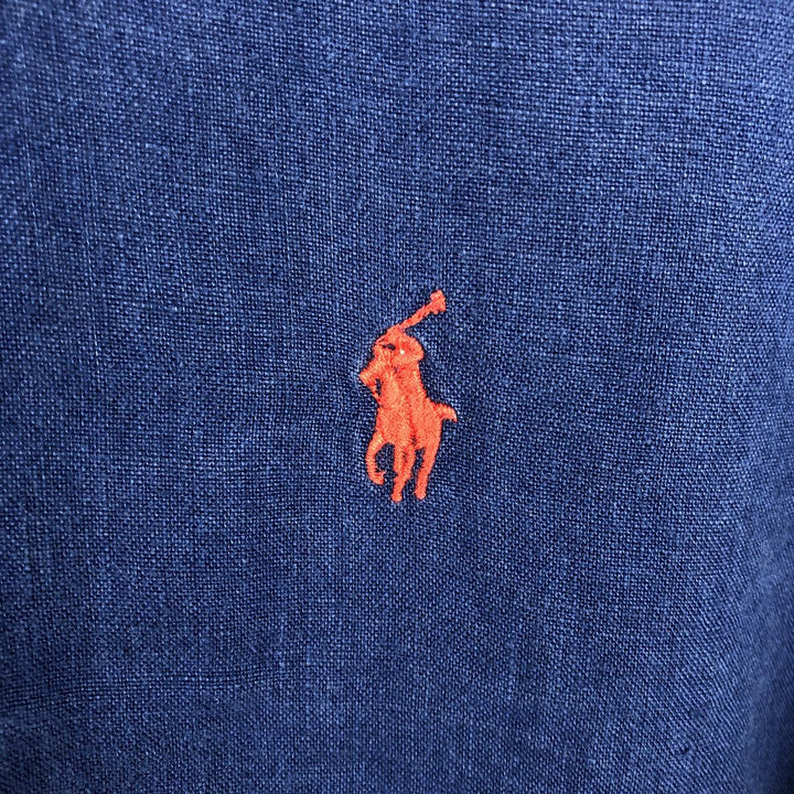 Ralph Lauren CLASSIC FIT RL UNTUCKED FIT Short-Sleeve Linen Button-Down Shirt, Men's Size L (approx.) linen blue type Vintage Second Hand