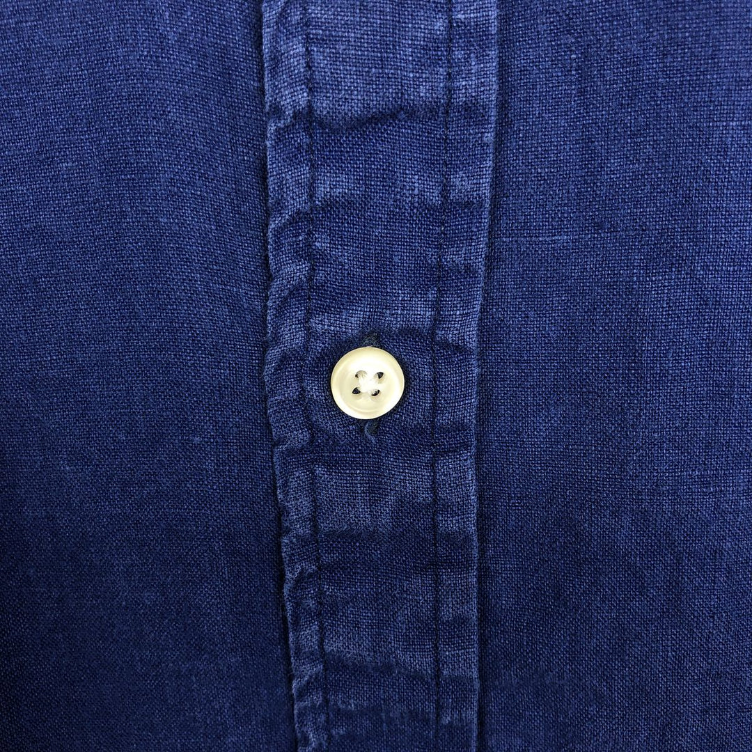 Ralph Lauren CLASSIC FIT RL UNTUCKED FIT Short-Sleeve Linen Button-Down Shirt, Men's Size L (approx.) linen blue type Vintage Second Hand
