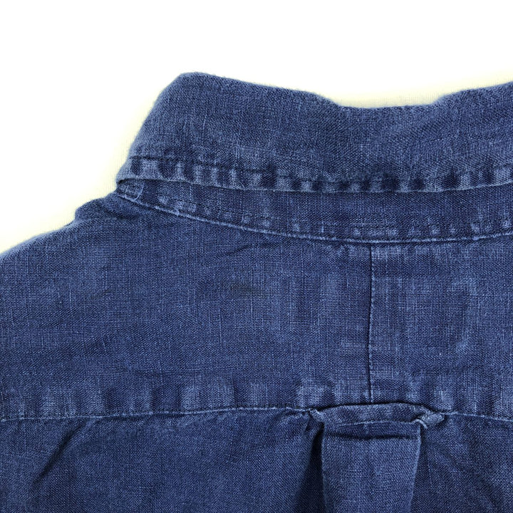 Ralph Lauren CLASSIC FIT RL UNTUCKED FIT Short-Sleeve Linen Button-Down Shirt, Men's Size L (approx.) linen blue type Vintage Second Hand