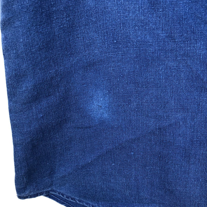 Ralph Lauren short sleeve linen button down shirt, men's size M linen blue type Vintage Second Hand