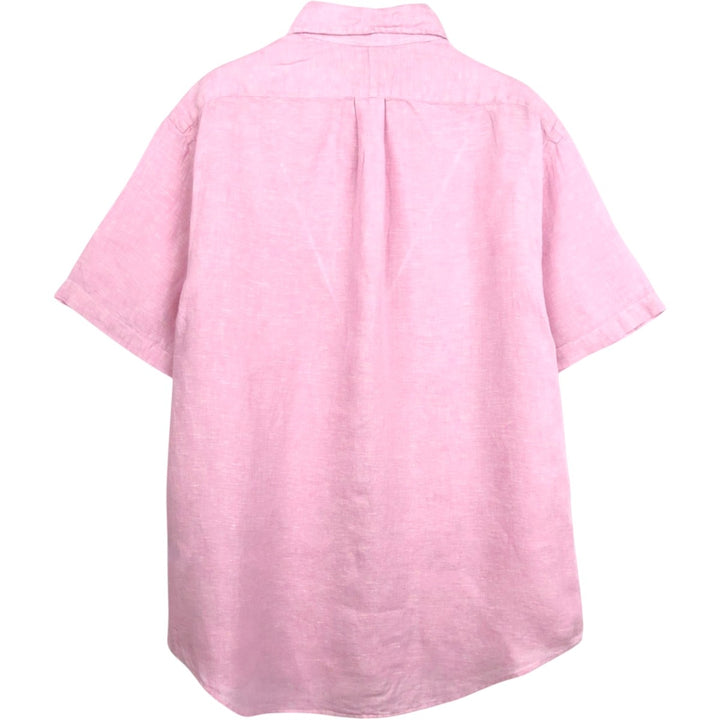 Ralph Lauren Classic Fit Short Sleeve Linen Button Down Shirt Men's Size L linen pink type Vintage Second Hand