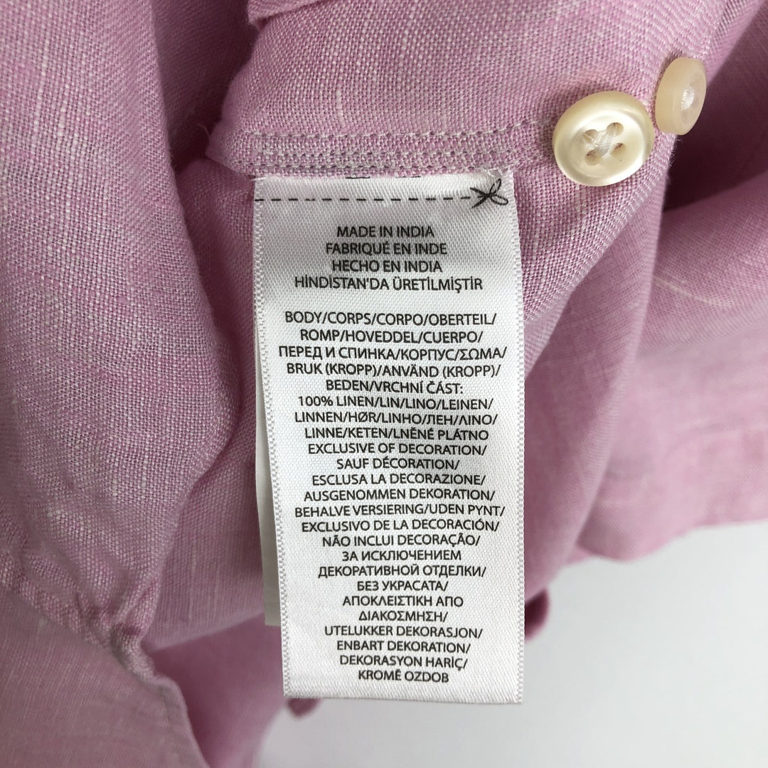 Ralph Lauren Classic Fit Short Sleeve Linen Button Down Shirt Men's Size L linen pink type Vintage Second Hand
