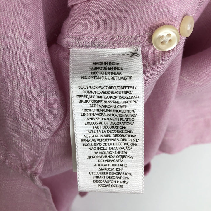 Ralph Lauren Classic Fit Short Sleeve Linen Button Down Shirt Men's Size L linen pink type Vintage Second Hand