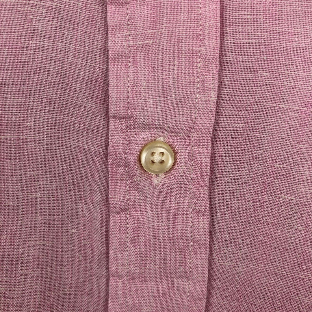 Ralph Lauren Classic Fit Short Sleeve Linen Button Down Shirt Men's Size L linen pink type Vintage Second Hand