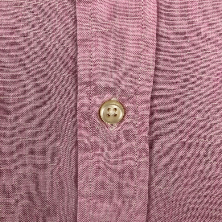 Ralph Lauren Classic Fit Short Sleeve Linen Button Down Shirt Men's Size L linen pink type Vintage Second Hand