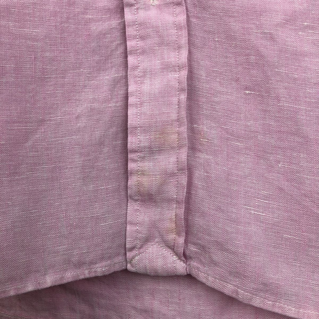 Ralph Lauren Classic Fit Short Sleeve Linen Button Down Shirt Men's Size L linen pink type Vintage Second Hand