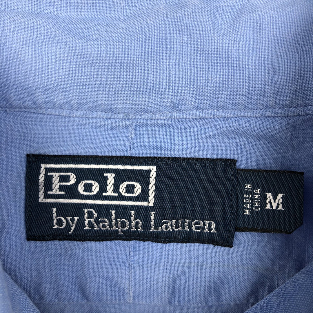 Ralph Lauren POLO by Ralph Lauren Short-Sleeve Linen Shirt, Men's Size M (approx.) linen Blue type light blue Vintage Second Hand