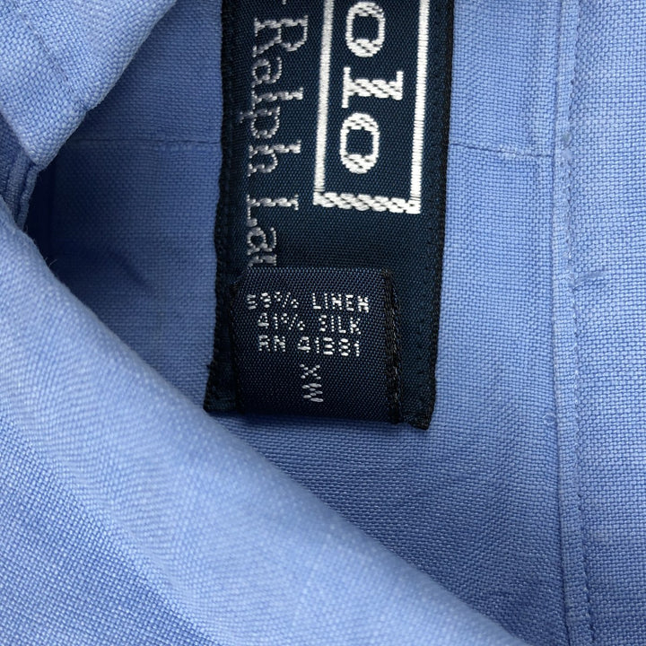 Ralph Lauren POLO by Ralph Lauren Short-Sleeve Linen Shirt, Men's Size M (approx.) linen Blue type light blue Vintage Second Hand
