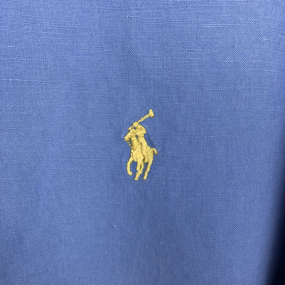 Ralph Lauren POLO by Ralph Lauren Short-Sleeve Linen Shirt, Men's Size M (approx.) linen Blue type light blue Vintage Second Hand